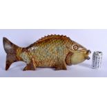 A LARGE CHINESE CARVED MUTTON JADE FIGURE OF A COMMON CARP 20th Century, of naturalistic form. 56 cm