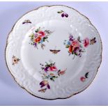 Swansea plate with moulded border painted with three bunches of flowers the panels with flower, frui