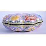 A CHINESE CANTON ENAMEL LOBED MELON FORM BOX AND COVER 20th Century, painted with floral sprays. 15