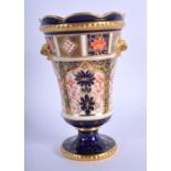 Royal Crown Derby fine vase with two small handled painted with pattern 1128 date code 1918. 154.5c