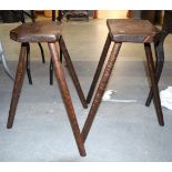 A PAIR OF ANTIQUE CUTLERS STOOLS. 61 cm x 35 cm x 40 cm.