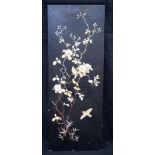 A 19TH CENTURY JAPANESE MEIJI PERIOD IVORY AND MOTHER OF PEARL SHIBAYAMA INLAID SCREEN decorated wit