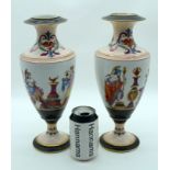 A LARGE PAIR OF 19TH CENTURY CONTINENTAL PORCELAIN VASES After the Antique, decorated with Grecian f