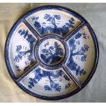 A BOXED BOOTHS REAL OLD WILLOW PATTERN H'ORS D'OEUVRES SET within a fitted box. 28 cm diameter.