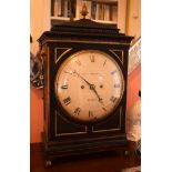 A GEORGE III EBONISED MAHOGANY BRACKET CLOCK by Molyneux of London, lion mask head handles and circu