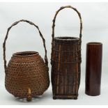 TWO EARLY 20TH CENTURY JAPANESE TAISHO/SHOWA PERIOD BAMBOO IKEBANA BASKETS Attributed to Chikushinsa