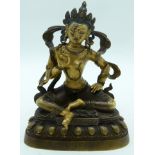 A VERY FINE CHINESE POLYCHROMED LACQUER BRONZE FIGURE OF A BUDDHISTIC DEITY Qianlong mark and probab
