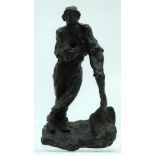 Gaston Broquet (1880-1947) French, Bronze, Study of a man with a shovel. 18 cm x 10 cm.