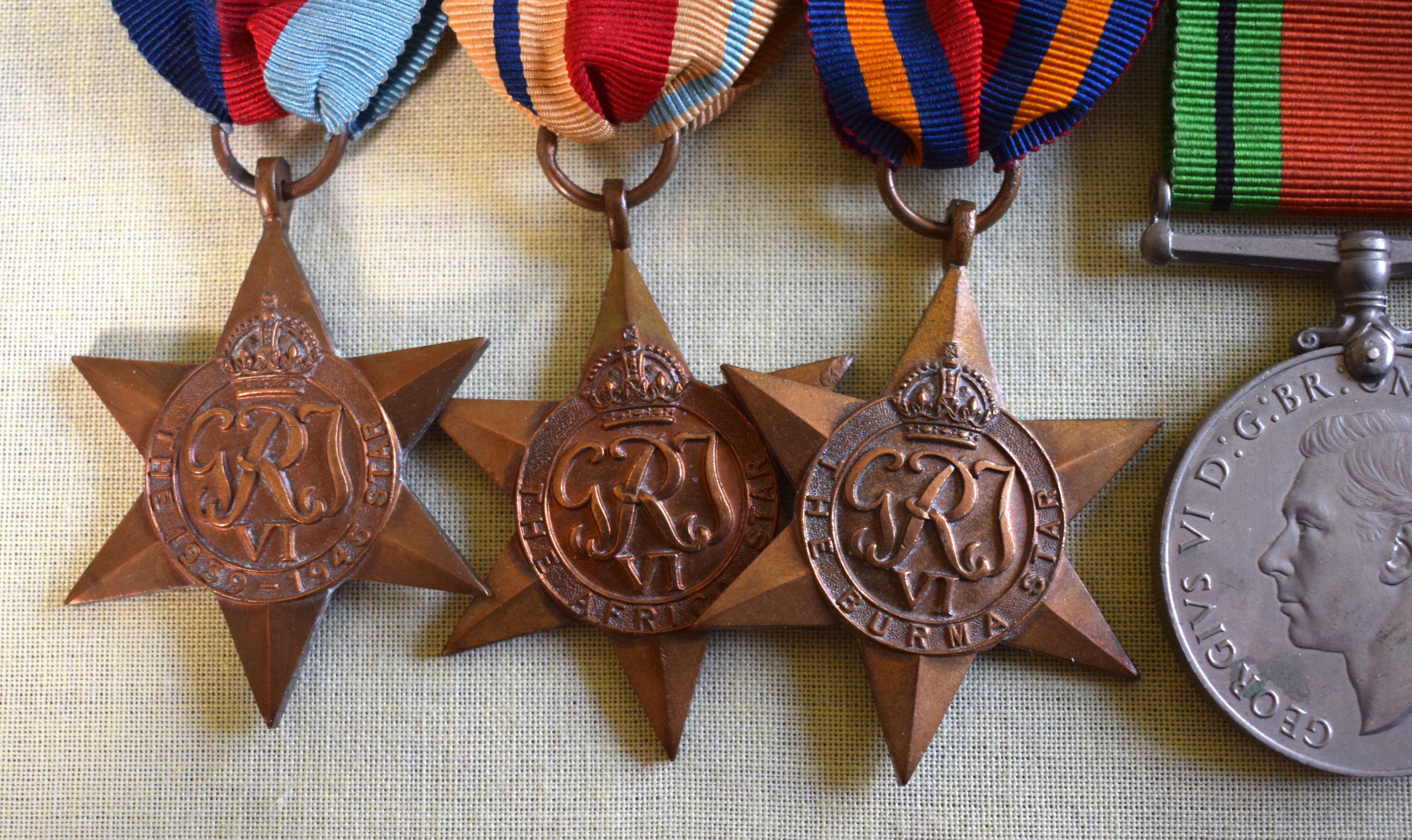 TWO WWII MEDAL GROUPS including territorial, with original ribbons. (10) - Image 4 of 8