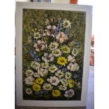 Elizabeth Cameron (20th Century) Oil on board, Flowers. Image 119 cm x 78 cm.
