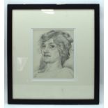 Arnold Auerbach (Born 1898) Charcoal, Portrait of a female. Image 21 cm x 17 cm.