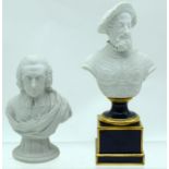 A 19TH CENTURY FRENCH SEVRES BISQUE PORCELAIN PARIAN BUST together with a smaller similar bust. Larg