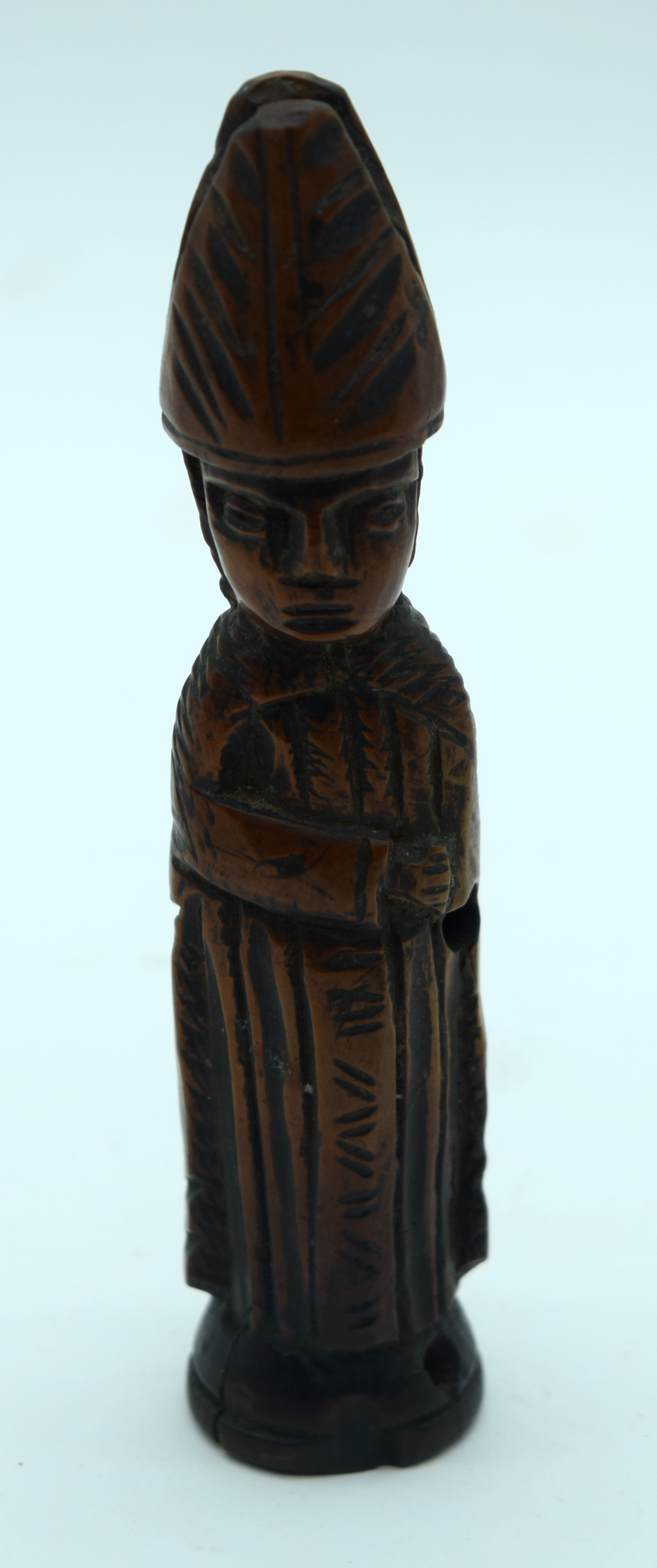 A RARE 18TH CENTURY NORTHERN EUROPEAN CARVED TREEN WOOD FIGURE OF A SAINT modelled in typical religi