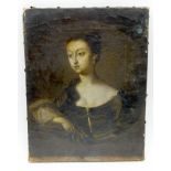 European School (18th Century) Oil on canvas, Leaning Female. 30 cm x 23 cm.