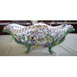 A LARGE LATE 19TH CENTURY MEISSEN PORCELAIN ENCRUSTED BASKET painted with flowers and naturalistic v