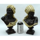 A RARE PAIR OF 19TH CENTURY AUSTRIAN COLD PAINTED BRONZED TERRACOTTA FIGURES modelled as a male in f