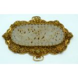 AN UNUSUAL 19TH CENTURY CHINESE SILVER GILT AND WHITE JADE PLAQUE Qing, modelled in the Tang style,