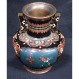 A RARE LATE 19TH CENTURY JAPANESE MEIJI PERIOD CLOISONNE ENAMEL VASE decorated with Egyptian figures