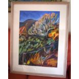 Elizabeth MacDonnell (20th Century) Watercolour, Hot Cornish Landscape. Image 76 cm x 48 cm.