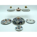 SEVEN 18TH CENTURY CHINESE EXPORT PORCELAIN COVERS Qianlong. Largest 15 cm diameter. (7)