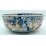 A LARGE MID 19TH CENTURY JAPANESE MEIJI PERIOD IMARI BOWL painted with figures and landscapes. 25 cm