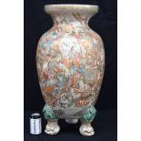 A VERY LARGE 19TH CENTURY JAPANESE MEIJI PERIOD SATSUMA VASE painted with warriors in various pursui