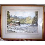 Bert Wright (20th Century) Watercolour, Helford River. Image 47 cm x 32 cm.