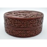 A LATE 18TH/19TH CENTURY CHINESE CARVED CINNABAR LACQUER BOX AND COVER Qianlong/Jiaqing, decorated w