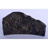 A GRAND TOUR KOCAR SERAMIK CARVED MOUNTAIN decorated with figures in various pursuits. 18 cm x 30 cm