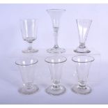 SIX GEORGE III GLASSES in various forms and sizes. Largest 16.5 cm high. (6)