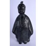 AN UNUSUAL JAPANESE TAISHO PERIOD BRONZE OKIMONO in flowing robes. 27 cm high.