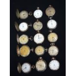 FIFTEEN ANTIQUE SILVER AND GOLD NIELLO POCKET WATCHES. Largest 5 cm diameter. (15)