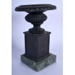 A LATE 19TH CENTURY EUROPEAN GRAND TOUR PEDESTAL URN ON STAND After the Antiquity, upon a marble bas