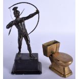 A 19TH CENTURY ITALIAN GRAND TOUR SPELTER FIGURE OF AN ARCHER together with a very rare bronze toile