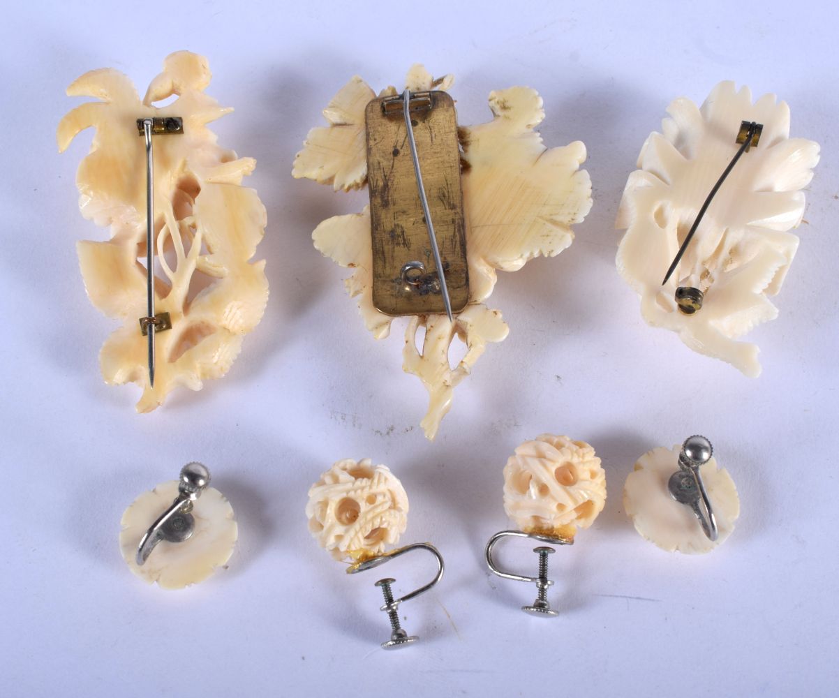 THREE 19TH CENTURY EUROPEAN CARVED IVORY BROOCHES etc. (qty) - Image 2 of 2