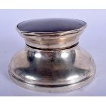 AN ANTIQUE SILVER AND TORTOISESHELL INKWELL. London 1911. 6 cm x 11 cm.