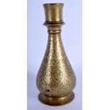 AN 18TH CENTURY MIDDLE EASTERN BRONZE HOOKAH PIPE BASE decorated with foliage. 21 cm high.