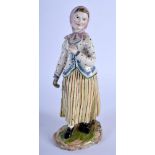 AN 18TH CENTURY GERMAN HOSCHT PORCELAIN FIGURE modelled as a roaming peasant. 21 cm high.