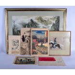 ASSORTED CHINESE AND JAPANESE PRINTS AND PAINTINGS 19th/20th Century. (7)