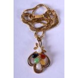 AN 18CT GOLD MIXED HARDSTONE NECKLACE. 8 grams. 42 cm long.