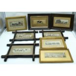 A collection of small Victorian Stevengraphs in woven silk by Thomas Stevens various subjects, hunt