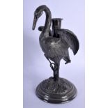 A RARE 19TH CENTURY ENGLISH SILVER PLATED SWAN POSY VASE modelled upon a naturalistic base. 23 cm hi