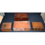 A collection of antique wooden writing slopes 35 x 25cm (4)