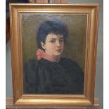British School (C1930) Oil on board, Female portrait. Image 36 cm x 28 cm.