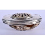 A GEORGE III SILVER AND SHELL SNUFF BOX. 51 grams. 7.5 cm x 4.5 cm.