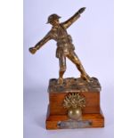 Sydney Frank Wilkinson (C1930) Bronze, Military grenade thrower. 20 cm high.