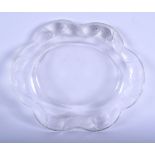 A FRENCH LALIQUE GLASS FISH DISH formed with swimming fish to the border. 24 cm x 20 cm.