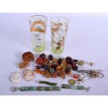 ASSORTED VINTAGE AMBER BOULDERS together with a cameo etc. (qty)