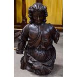 AN 18TH/19TH CENURY CARVED OAK FIGURE OF A FEMALE modelled in robes. 74 cm x 50 cm.