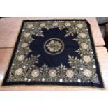 A large metal thread wall hanging decorated with a floral pattern 124 x 120cm .